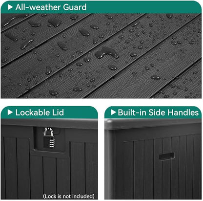 YITAHOME XL 180 Gallon Large Deck Box | Outdoor Storage for Patio Furniture Cushions,Garden Tools,Waterproof,Lockable (Black)