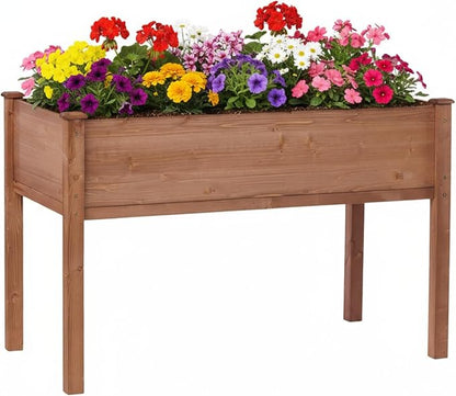 Raised Garden Bed with Legs, 48x24x30 in Planter Boxes Outdoor, Elevated Wooden Planter Box Standing Growing Bed for Gardening, Backyard, Patio and Balcony (Coffee, 48x24x30)