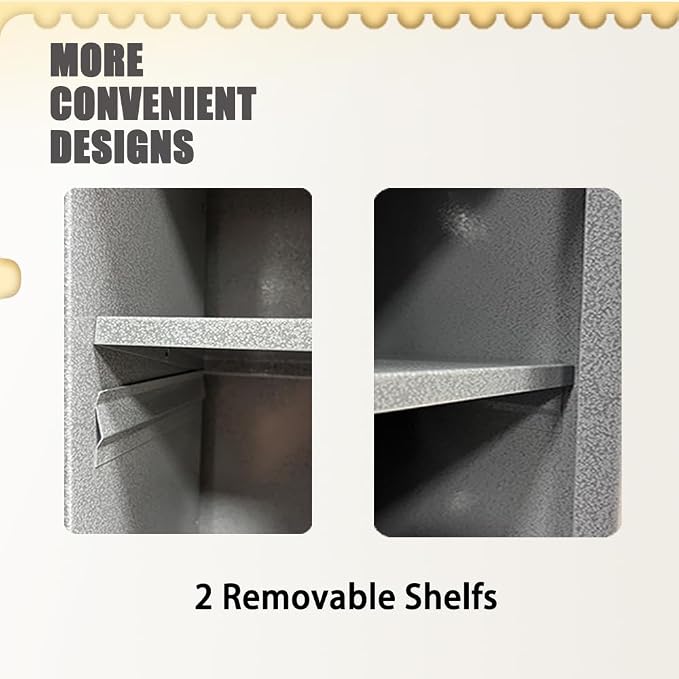 Metal Wall Cabinet Lockable Steel Cabinet Included 2 Removable Shelves Steel Cabinet Black&Grey for Garage Basement