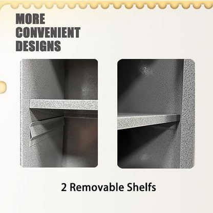 Metal Wall Cabinet Lockable Steel Cabinet Included 2 Removable Shelves Steel Cabinet Black&Grey for Garage Basement