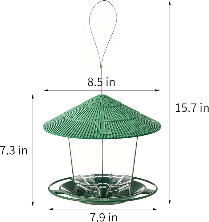 Hanizi Bird Feeder Outdoor Hanging for Wild Bird Seed, Green