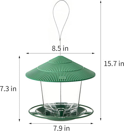 Hanizi Bird Feeder Outdoor Hanging for Wild Bird Seed, Green