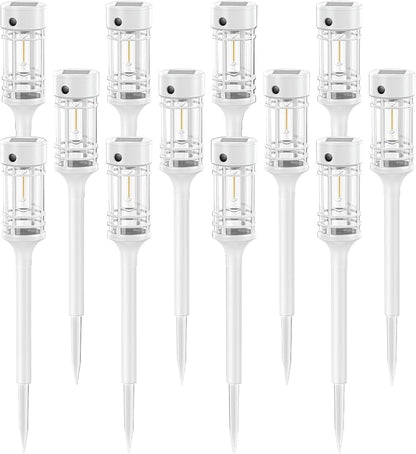 LETMY 12 Pack Solar Pathway Lights Outdoor, Bright Solar Lights Outdoor Waterproof IP65, Solar Garden Lights Outdoor for Yard Walkway Driveway Landscape Garden Decor （White）