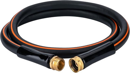 EASTRANS Short Garden Hose 15 ft x 5/8", Heavy Duty Black Orange Water Hose with 3/4" Solid Brass Connector, Flexible, Lightweight, Durable, Male to Female