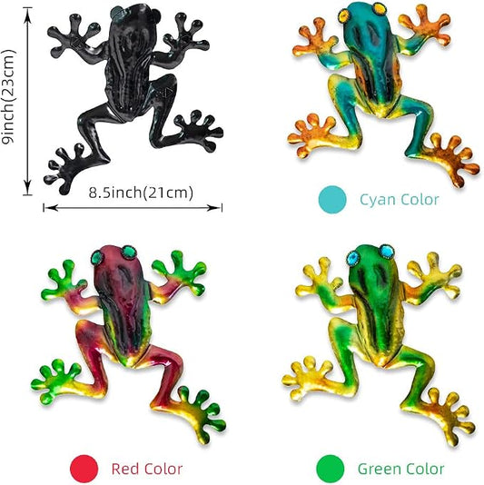 dreamskip Frog Decor, Outdoor Wall Art, Metal Frog Wall Decor for Fence, Garden, Patio, Yard, Outside Gifts for Adults (3 Pieces)