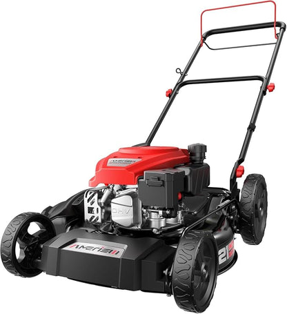 AMERISUN Gas Lawn Mower, 21" with 144cc 4-Cycle OHV Engine 2-in-1 Walk-Behind Gas Push Lawn Mower (AV8621C1)