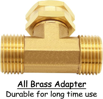 Uenede 2PCS Brass 3/4 Inch GHT Swivel Tee Pipe Fitting 3/4" GHT Male x Female x Male for Garden Hose Threaded Tube Pipe Fittings
