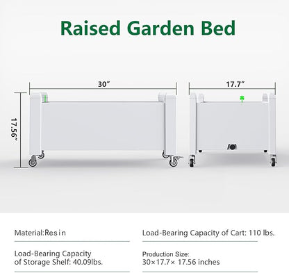 Elevated Raised Garden Bed with Legs,Outdoor Large Resin Patio Planter Box Stand Divisible with Drain Plug,Water Monitor for Plants Vegetables Flowers Fruits(Ashen)