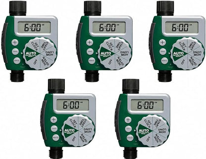 Orbit Programmable Digital Hose Watering Timer - 1 Outlet - Battery Powered - with LCD Screen - Built-in Rain Delay - Water-Resistant - 62061 (5-Pack 1 Outlet)