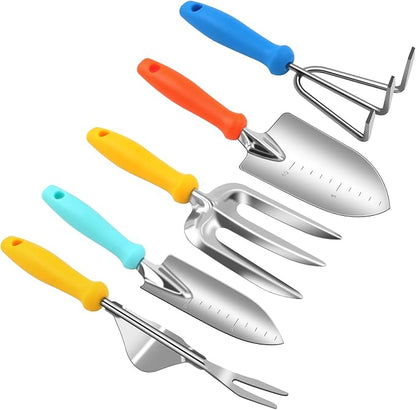 Weed Puller Tool, 5 Piece Stainless Steel Heavy Duty Weeding Tool, Weed Puller, Crack Weeder Tool, Weed Remover Tool with Ergonomic Plastic Handle, Gardening Gifts for Women