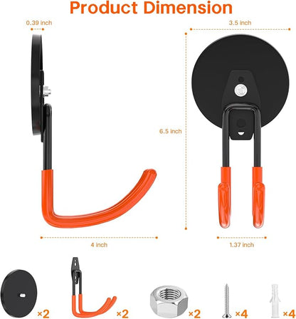 ENUODA Magnetic Hooks Heavy Duty Magnet with Hooks, Large Magnetic Tool Holder for Garage Organization Tool Chest, Shed, Container, Ladder, Broom, Shovel, Hose, Extension Cord, 2PCS