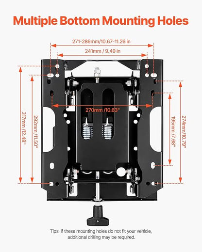 VEVOR Seat Suspension Kit Without Seat Slider Track, Universal Air Ride Seat Suspension for Zero Turn Lawn Mower, Adjustable Tractor Seat Suspension ‎Kit Compatible with Forklift, Bulldozers Seat