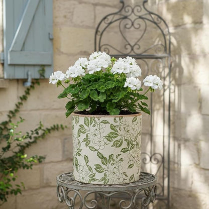 7.7 Inch Large French Farmhouse Ceramic Planter, Indoor Outdoor Home Decor | Decorative Pots with Drainage, Ideal for Medium & Large Plants and Trees, Great Housewarming Gift for Indoor Patio Garden