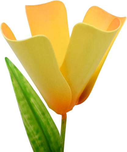 4pack Flower Garden Stake Decor, Rustic Metal Tulips Floral Stake Yard Art Ornament Outdoor Spring Decor, Garden Flowers Stick for Patio Lawn Yard Pot Decoration