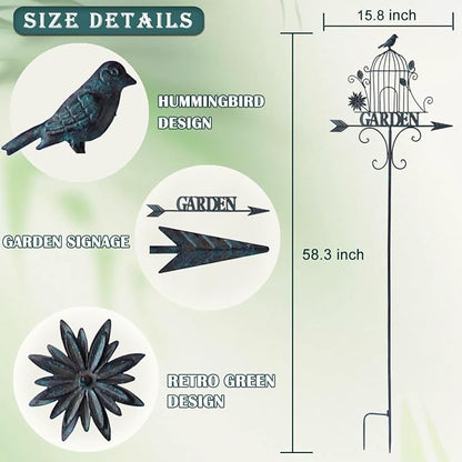 Decorative Garden Stakes，Metal Garden Sign Yard Decorations Outdoor | 58"H Decorative Metal Garden Stakes Outdoor Lawn Backyard Porch Pathway Decor