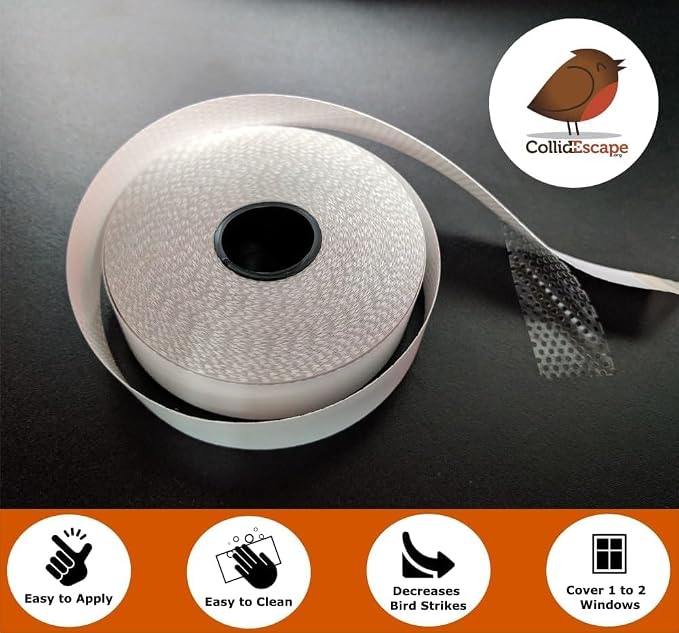 COLLIDESCAPE Spiderweb Clear BirdTape for Windows (3/4" x 20' - Covers 1 to 2 panes) | Bird Tape Decals to Prevent Bird Strike Prevention for Glass | Clear