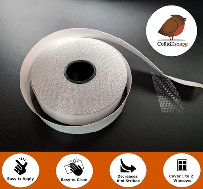 COLLIDESCAPE Spiderweb Clear BirdTape for Windows (3/4" x 20' - Covers 1 to 2 panes) | Bird Tape Decals to Prevent Bird Strike Prevention for Glass | Clear