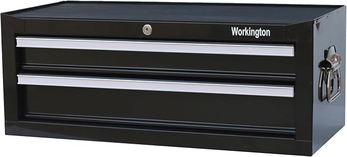 Workington Industrial 2 Drawers Portable Metal Intermediate Box, 26" Middle Tool Chest Cabinet with Ball Bearing Drawer Slides, Steel Tool Storage Box Organizer 4008 Black