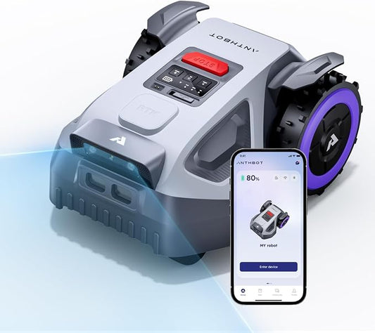 ANTHBOT M5 Robot Lawn Mower,RTK+NRTK Navigation Perimeter Wire Free 1/4 Acre, Vision Obstacle Avoidance Robotic Lawnmower with Automatic Mapping Zone Division, 45% Slope, App Control