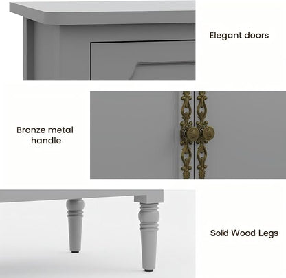 RoyalCraft Buffet Cabinet with Storage, 59" Vintage Sideboard with Adjustable Shelves, Mid Century Modern Painted Credenza Coffee Bar for Kitchen, Dining Room, Entryway, Living Room, Dove Gray