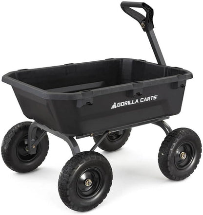 Gorilla Carts 7GCG-NF Heavy-Duty Poly Dump Garden Cart with No-Flat Tires, 7 Cubic Feet, 1200-Pound Capacity, Black, Amazon Exclusive