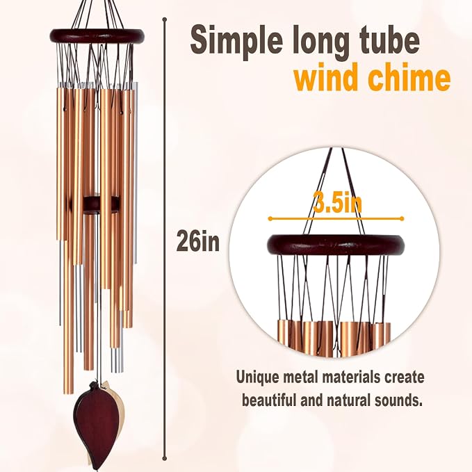 Wind Chimes for Outside Windchimes Outdoors Clearance Outdoor Wind Chimes Zen Garden House Decor Outdoors Garden Decor Sympathy Souvenir for Loss of Loved One (Rose Gold)