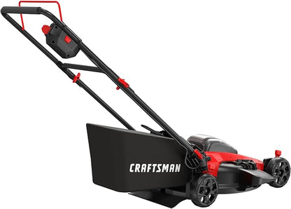 CRAFTSMAN V20 20 in Lawn Mower, 2 x 5Ah Batteries and 2 Chargers Included, High Effeciency Brushless Motor, Push Mower, Up to 50 Min of Runtime, Lightweight, Grass Bag, Low Profile (CMCMW220P2)