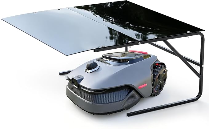 Robot Mower Garage, Protective Cover for All Robotic Lawn Mowers | High Strength Steel Structure+Black PC Material, UV Protection Waterproof, Universal Fit Robot Mower shelter（Large Size）