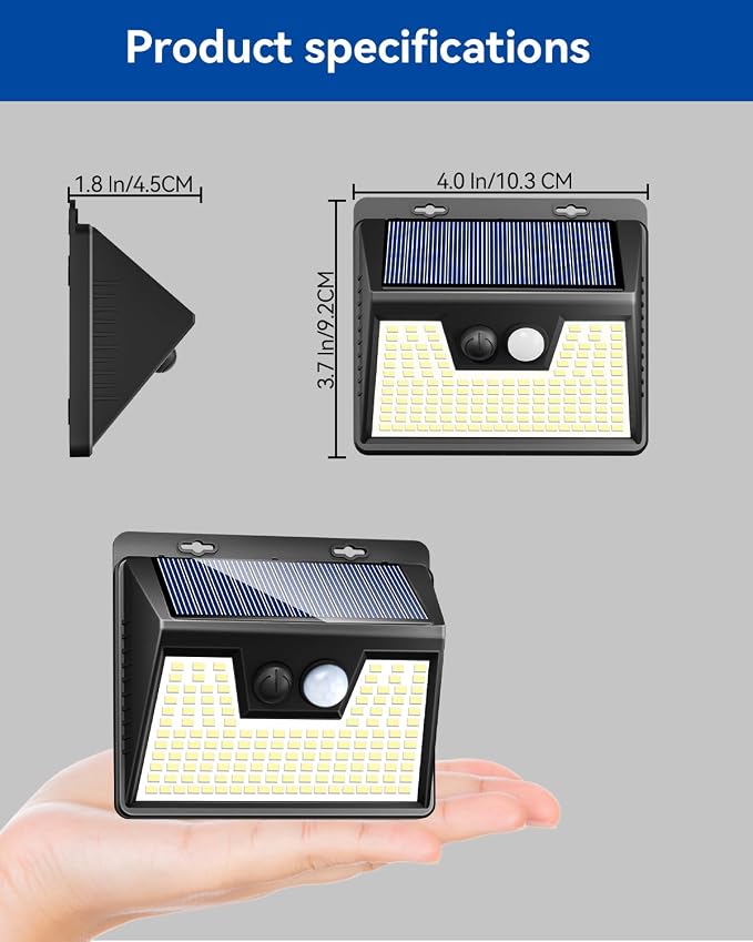 Peasur Solar Lights Outdoor Waterproof [8 Pack/140LED], Warm White Motion Sensor Light Ultra-Bright, 3 Modes Solar Fence Security Lighting for Wall Garden Yard Garage Patio