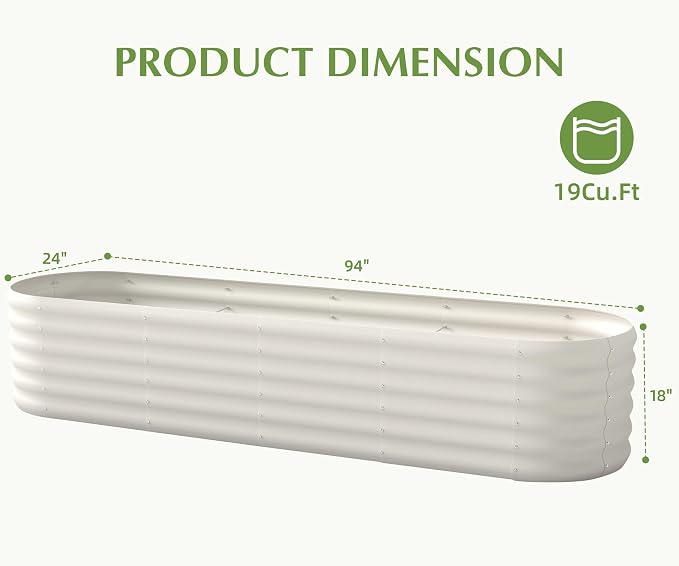DDK Galvanized Raised Garden Bed, Outdoor Planter Bed, 8x2x1.5ft Metal Planter Box for Gardening and Planting,MW