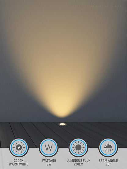 LEONLITE 7W 3000K Well Lights Landscape LED In Ground, 12-24V AC/DC Low Voltage, CRI90 IP67 Inground Well Lights Outdoor, Rock Color Aluminum Housing, Embedded Parts Included, Pack of 6