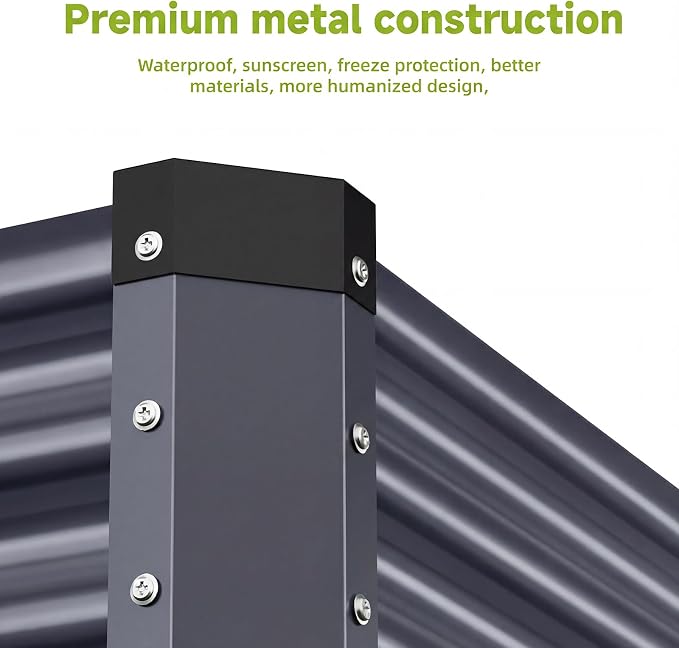 2PCS 6x3x1 FT Rectangle Metal Raised Garden Bed Kit, 0.5mm Thickened Dark Gray Color-Coated Galvanized Steel Outdoor Planter Box, Elevated Metal Raised Planters for Flowers, Vegetables, Fruits, Herbs