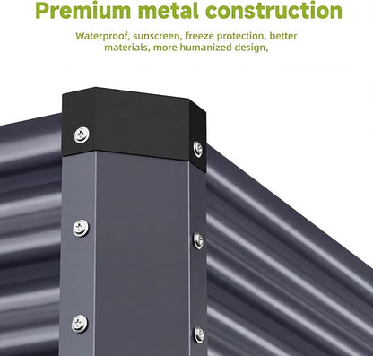 2PCS 6x3x1 FT Rectangle Metal Raised Garden Bed Kit, 0.5mm Thickened Dark Gray Color-Coated Galvanized Steel Outdoor Planter Box, Elevated Metal Raised Planters for Flowers, Vegetables, Fruits, Herbs