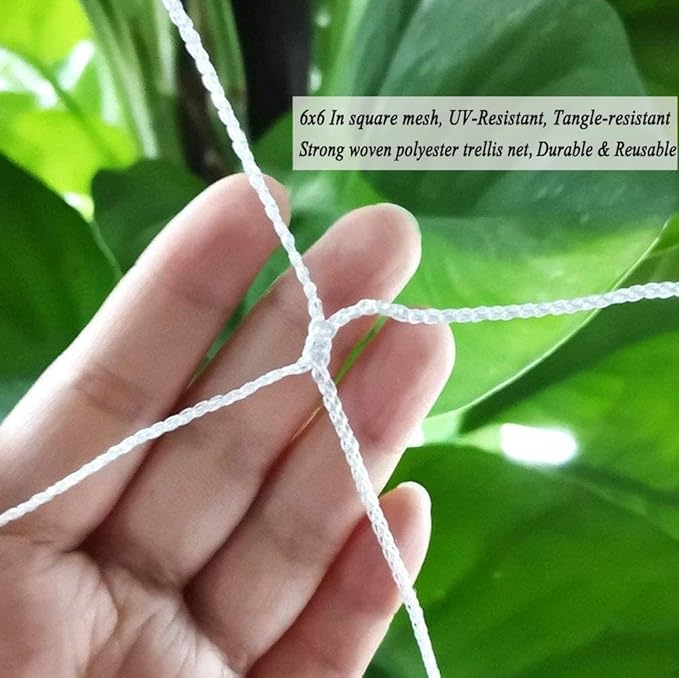 Plant Trellis Netting, 5x15 Ft Polyester Square Mesh Trellis Net Support for Climbing Plants, Bean, Pea, Garden Bed Vines, Grow Tents