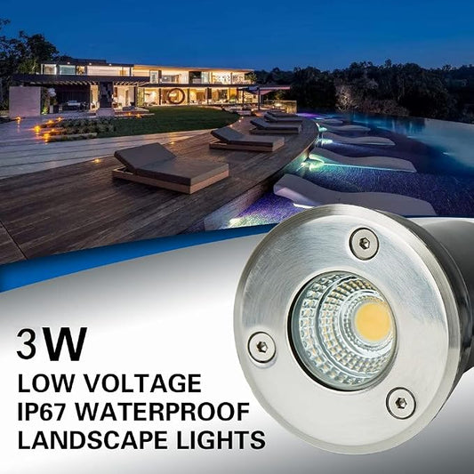 12 Pack 3W Low Voltage Led Landscape Lights,12V/24V AC/DC Well Lights,IP67 Waterproof In Ground Light and Landscape Lighting for Garden,Yard, Driveway, Deck, Step Up Light(Warm White 12 Pack)