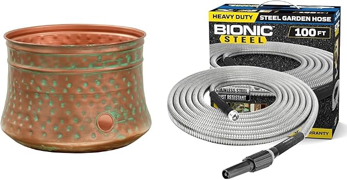 Liberty Garden 1917 Hose Pot Bundle with Bionic Steel 100 FT 304 Stainless Steel Garden Hose - 2024 Model