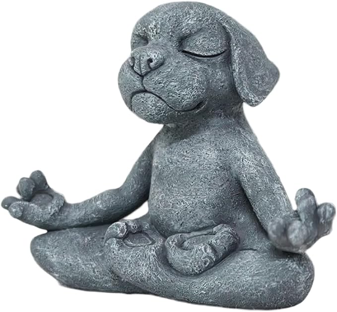 Meditating Dog Statue Buddha, Zen Dog, Zen Garden Frog Figurines for Home and Garden Decor, Frog Decorations Gift Ideas for Desk Office Bedroom Outdoor Yard Lawn (Dog)