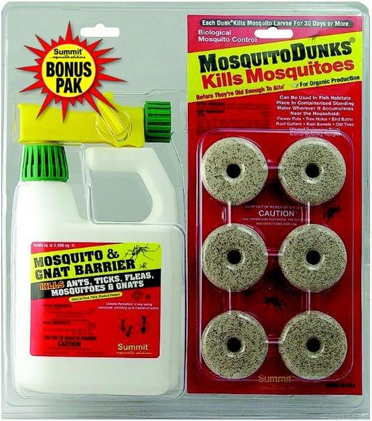Summit Mosquito Dunks and Mosquito and Gnat Barrier Combo Pack, Natural