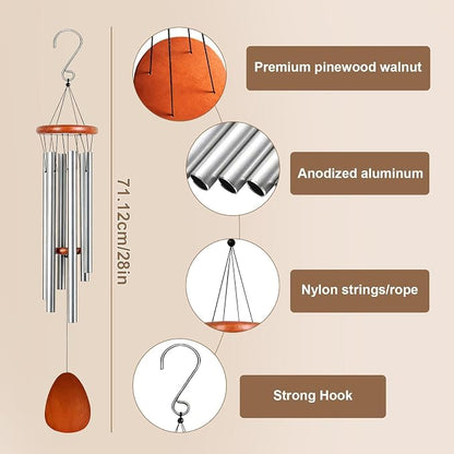 Wind Chimes for Outside, 28'' Small Soothing Melodic Tones Windchimes | Wind Chimes for Outdoor, Garden, Patio Decoration, Memorial Wind Chime Perfect for Mom Women Grandma Neighbors Unisex
