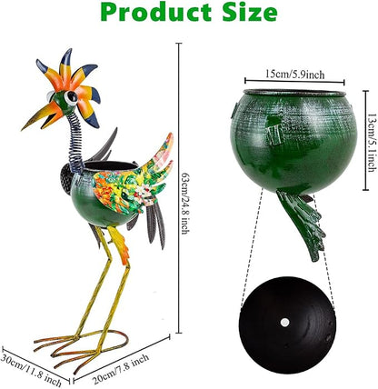 Wacky Rooster Decor Outdoor Planter,24.8 Inch Tall Metal Yard Decor Planters for Outdoor Plants, Weather-Resistant Outdoor Flower Pots for Garden Patio Porch Decor