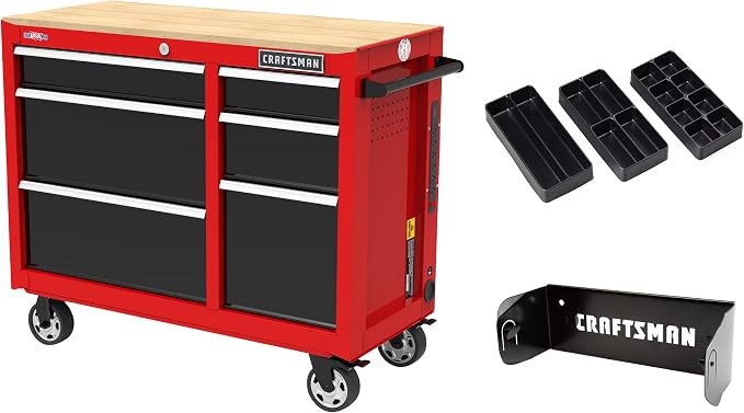 CRAFTSMAN Workbench, Tool Storage, 6-Drawers with Tray and Holder Set, 41-inch, Rolling (CMST34062RB)