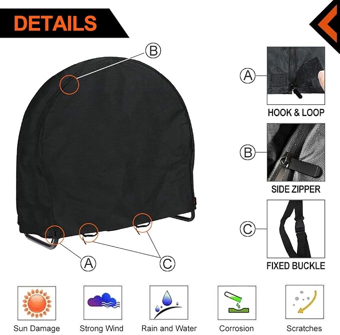 Firewood Log Rack Cover, Outdoor Waterproof Log Hoop Cover, Windproof Dry Wood Pile Holder Storage Tarp Heavy Duty UV Resistant Sun Snow Rain Durable PVC Backing Protector fit 4 Seasons Black