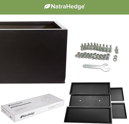 NatraHedge Hampton Wooden Planter Box (44"" Lx15 Wx15 H) Black-Aluminum | (Black Aluminum) Classic Indoor and Outdoor Rectangular Garden Use for Patio Yard Greenhouse Vegatable Flowers and Herb