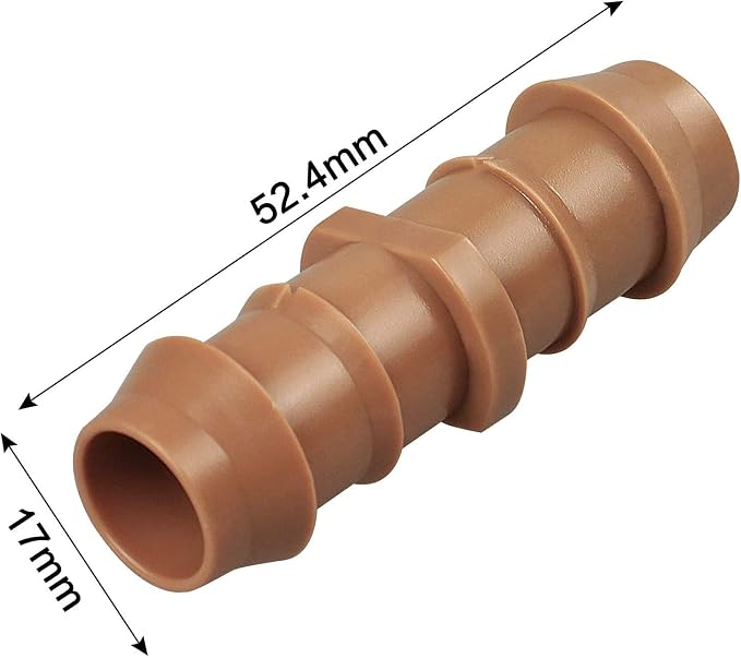 20-Pack Drip Irrigation Barbed Coupling Fittings, Fits of 1/2”, 17mm .600” ID Drip Tubing