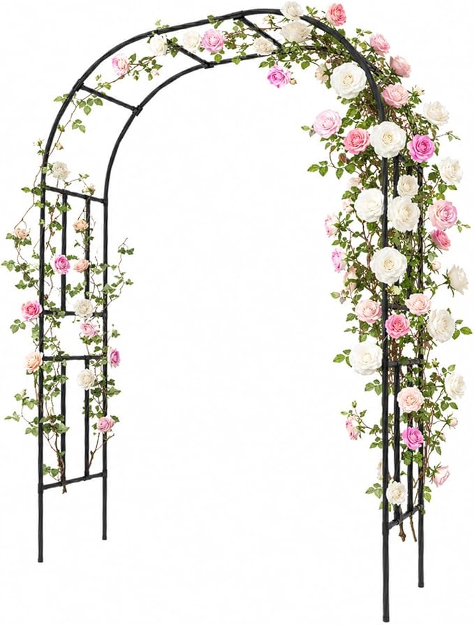 Garden Arch, 94.5’’x59.1’’ Arbor Trellis, Garden Arch Trellis for Climbing Plants Outdoor, Arbor for Flower, Climbing Vine Vegetable, Fruit and Lawn(Black)