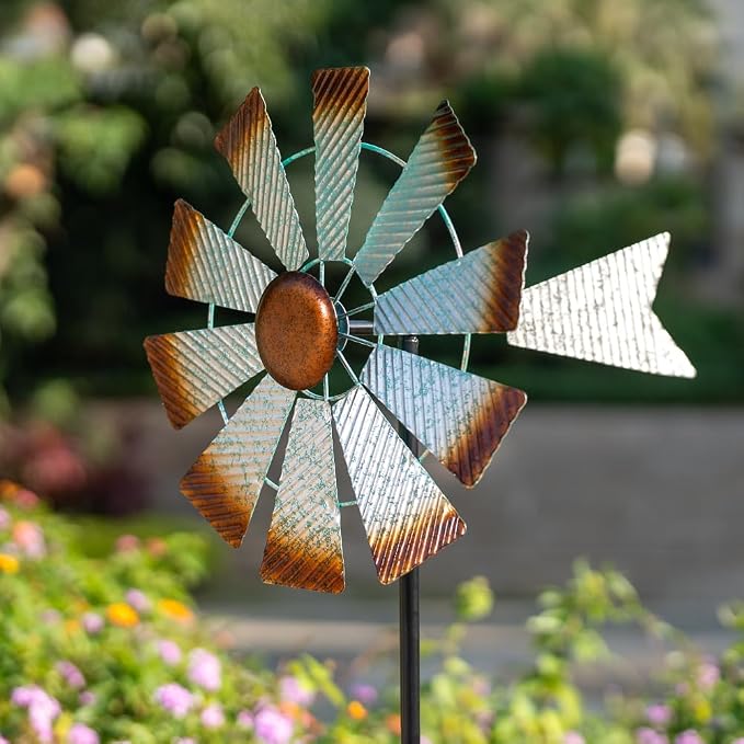 Viveta Metal Wind Spinners, Garden Wind Sculptures & Spinners | Kinetic Wind Spinner for Outdoor Patio Yard Decor