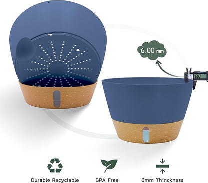 ZMTECH 12 Inch Hanging Planters for Indoor, 2 Pack Large Plant Pot with Visible Water Level and Chain, Self Watering Hanging Flower Pot for Outdoor Garden Porch(Blue)