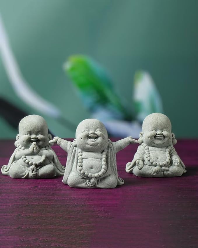 Mini Monk Buddha Statue Sandstone Statues Zen Monk Praying Statue Sculptures for Wealth Good Luck Feng Shui Decor Home Fish Tank Aquarium Garden (Style 17)