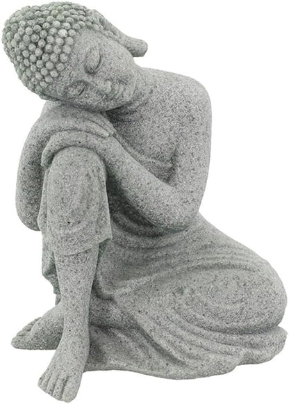 Buddha Garden Statue Sandstone Resin Effect Outdoor and Indoor Yoga Decor for Lawn and Home Weather Resistant for SCULPTURE for Tranquil Zen Landscape Enhancements(S)