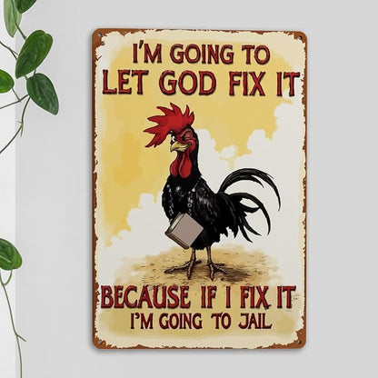 mmiishe Metal Signs Funny Chicken Coop Accessories Vintage Decor Chicken Gifts for Coop Garden Kitchen Fences Gate Retro Wall Art Rustic Decor Birthday Anniversary Decoration Metal Tin Sign